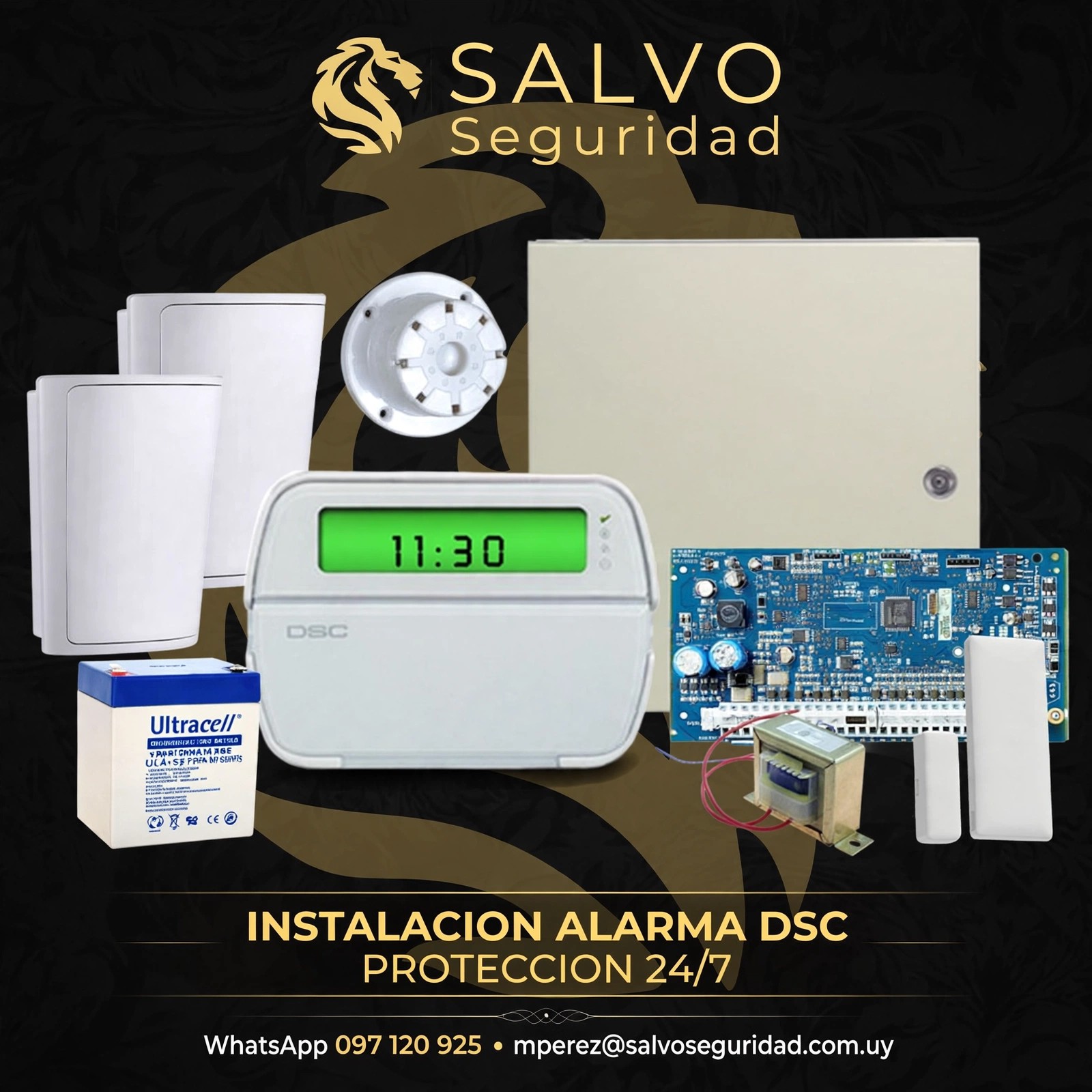 Central, teclado y sensores de alarma DSC